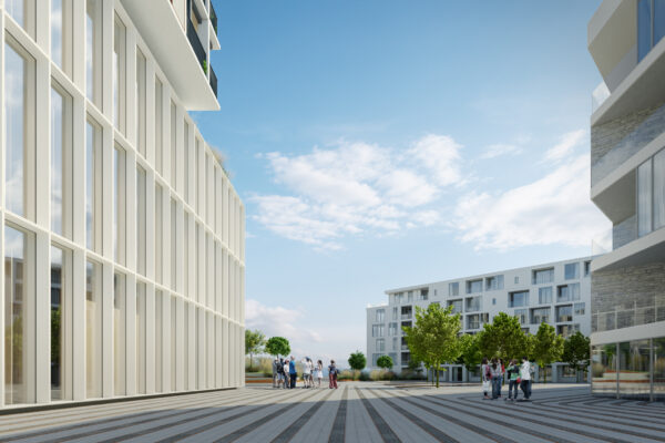 Rheinblick Krefeld Bürogebäude - Architekturkonzept und Architekturvisualisierung von Formgrafik